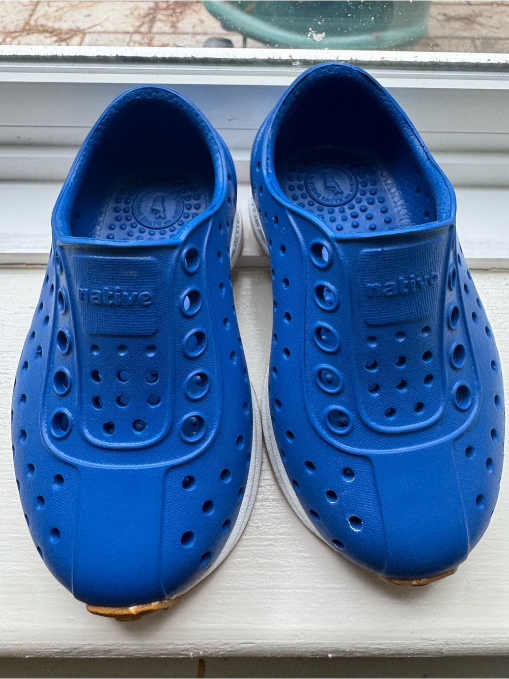 Native Kids Blue Slip-On Water Shoes with White Soles